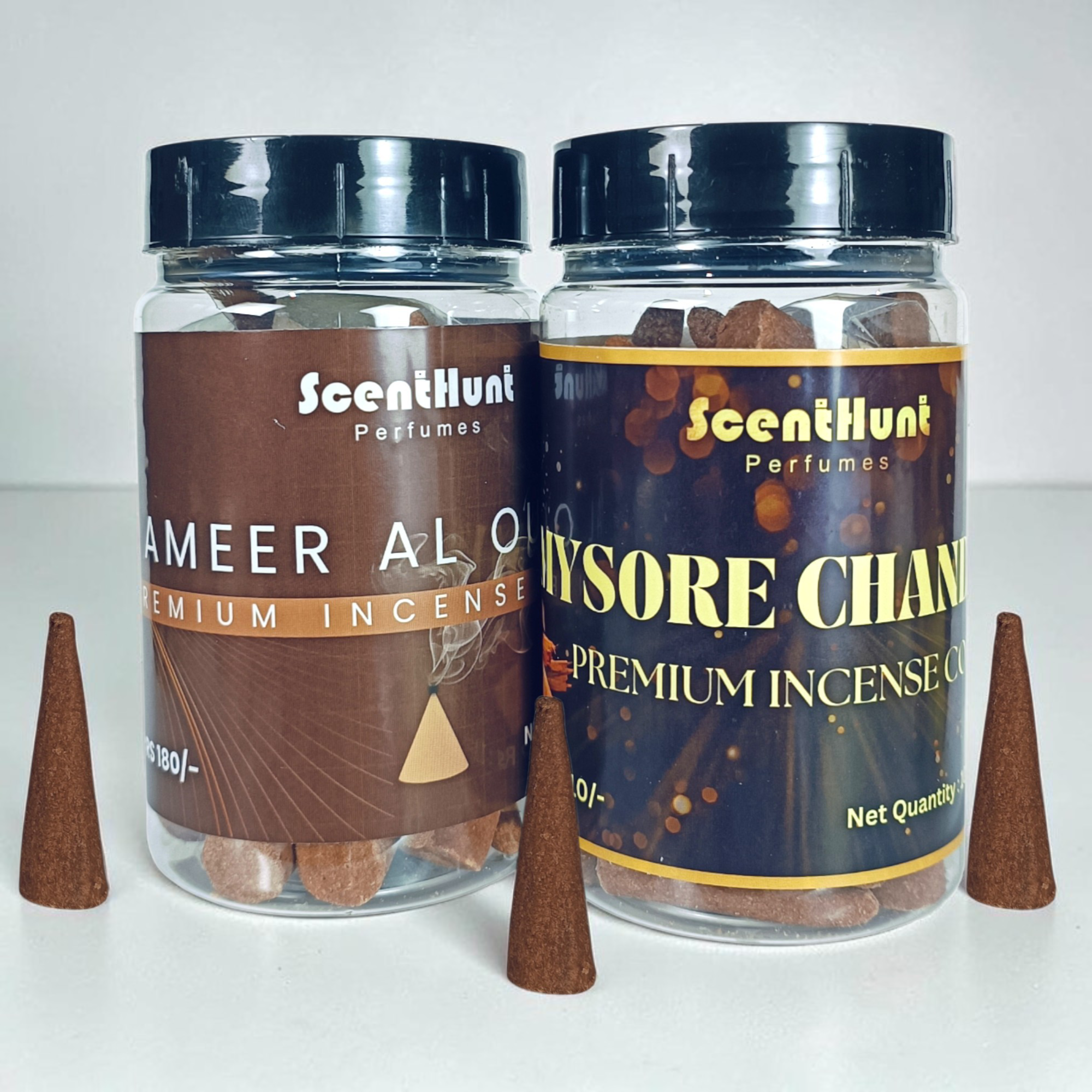 Mysore Chandan & Ameer Al Oudh Combo Premium Incense Cones 100g x 2 Pack